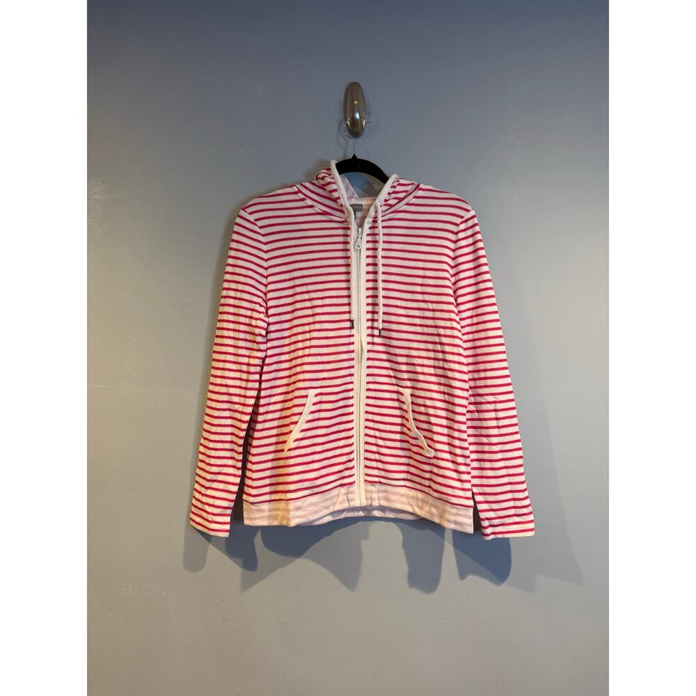 Talbots Striped Zip-Up Hoodie Size Medium Petite